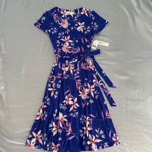 NWT Blue & Pink Floral Midi Dress Size M